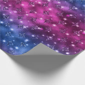 Blauw en roze ombre Glitter Celestial Pattern Cadeaupapier (Hoek)