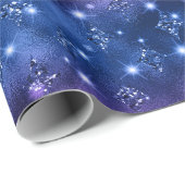Blauw en roze ombre Glitter Celestial Pattern Cadeaupapier (Rol Hoek)