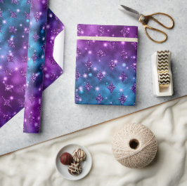 Blauw en Roze Ombre Glitter Hemels Patroon Cadeaupapier