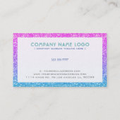 Blauw en roze ombre glitter visitekaartje (Achterkant)