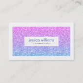 Blauw en roze ombre glitter visitekaartje (Voorkant)