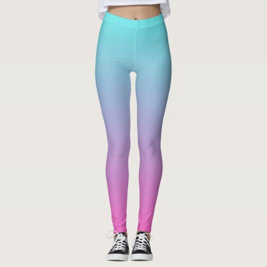 Blauw en roze ombre kleuren verloop Leggings (Voorkant)