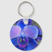 Blauw en roze orchidee sleutelhanger (Voorkant)