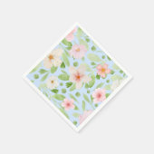 Blauw en roze pastel bloemmotief servet (Hoek)