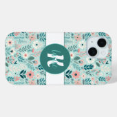  Blauw en Roze Pastel Folk Art Flowers Case-Mate iPhone Case (Achterkant (horizontaal))