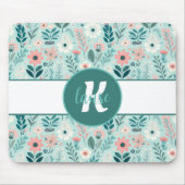  Blauw en Roze Pastel Folk Art Flowers Muismat (Voorkant)