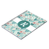Blauw en Roze Pastel Folk Art Flowers Notitieboek (Linkerzijde)