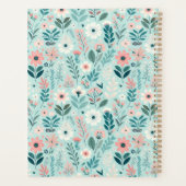 Blauw en Roze Pastel Folk Art Flowers Planner (Achterkant)