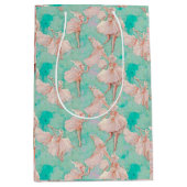 Blauw en Roze Pastels Ballerina Dancer Medium Cadeauzakje (Voorkant)