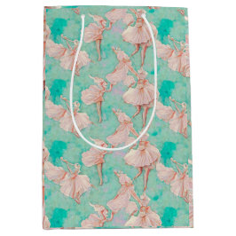  Blauw en Roze Pastels Ballerina Dancer Medium Cadeauzakje