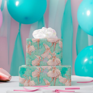  blauw en roze pastels kleine danseres afdrukken cadeaupapier