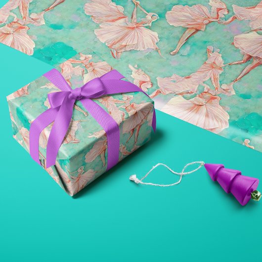  blauw en roze pastels kleine danseres afdrukken cadeaupapier