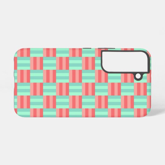 Blauw en roze patroon samsung galaxy hoesje (Achterkant horizontaal)