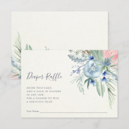 Blauw en roze pony | Baby shower Diaper Raffle Kaart