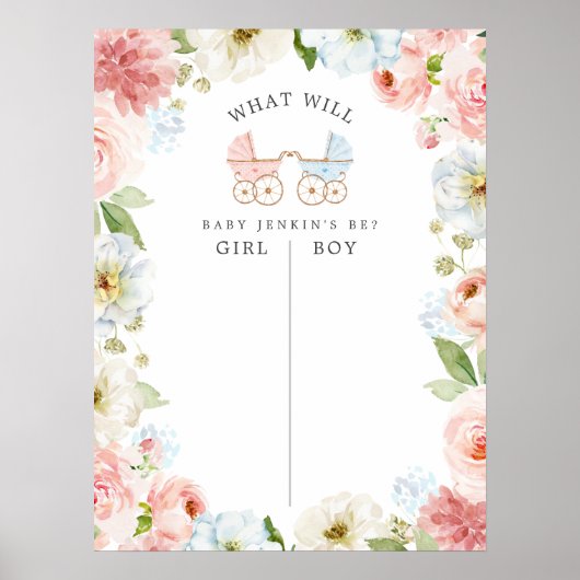 Blauw en roze Poster van het stembord (Voorkant)