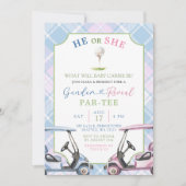 Blauw en Roze Preppy Golf Geslacht onthullen Kaart (Voorkant)