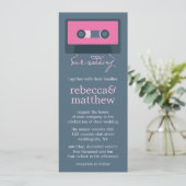 Blauw en Roze Retro Mixtape Bruiloft Kaart (Staand voorkant)