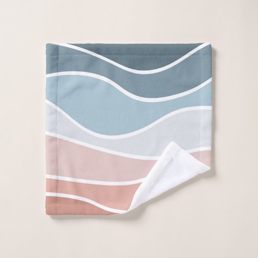Blauw en roze retro stijl golven ontwerp bad handdoek (Wasdoekje)