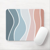 Blauw en roze retro stijl golven ontwerp muismat (Met muis)