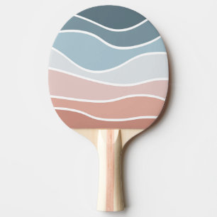 Blauw en roze retro stijl golven ontwerp tafeltennisbatje
