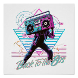 Blauw en Roze Retro Terug naar de jaren 80 Poster