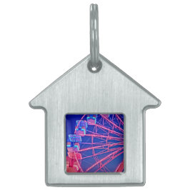 Blauw en roze reuzenrad huisdieren naamplaatje