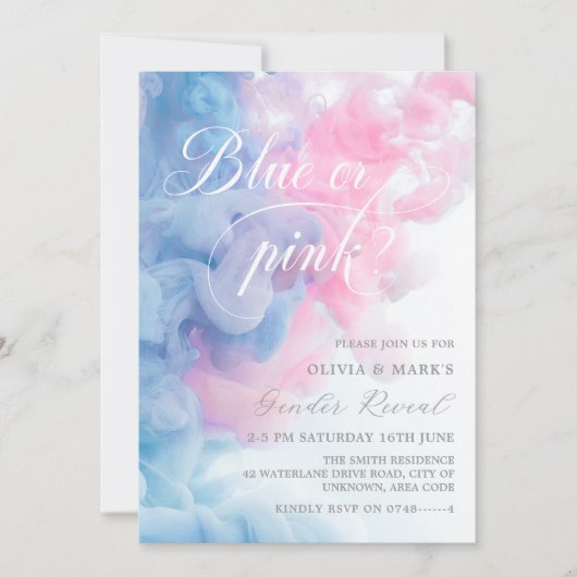 Blauw en roze roken Geslacht Kaart (Voorkant)