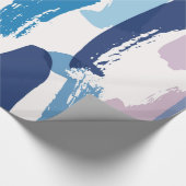 Blauw en roze rommelig penseelpatroon cadeaupapier (Hoek)