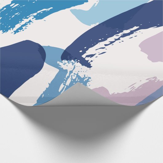 Blauw en roze rommelig penseelpatroon cadeaupapier (Hoek)