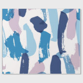 Blauw en roze rommelig penseelpatroon cadeaupapier (Vlak)