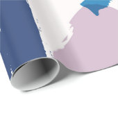 Blauw en roze rommelig penseelpatroon cadeaupapier (Rol Hoek)