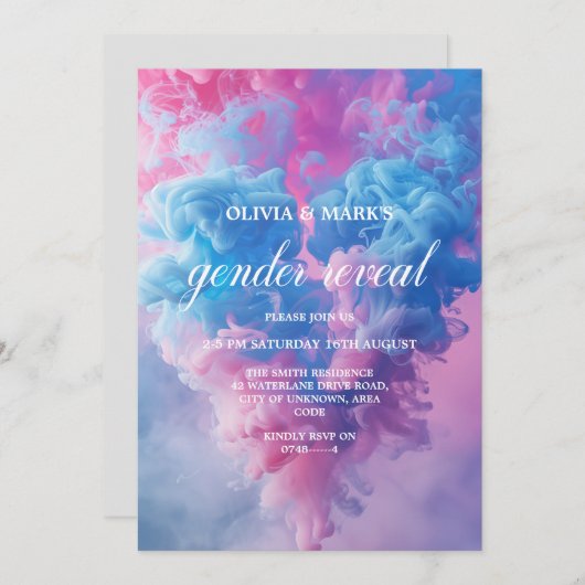 Blauw en Roze Rook Hart Geslacht Onthullen Partij Kaart (Voorkant / Achterkant)
