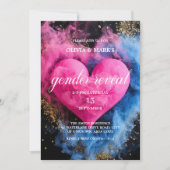 Blauw en Roze Rookhart Baby Geslacht Onthullen Par Kaart (Voorkant)