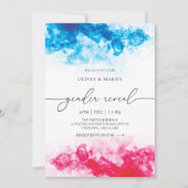 Blauw en roze rookthema Genderonderzoek Uitnodigin Kaart (Voorkant)