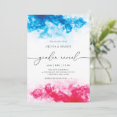 Blauw en roze rookthema Genderonderzoek Uitnodigin Kaart (Staand voorkant)