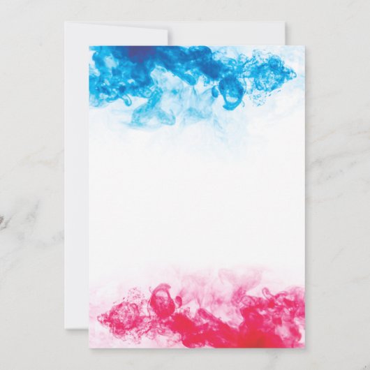 Blauw en roze rookthema Genderonderzoek Uitnodigin Kaart (Achterkant)