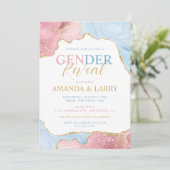 Blauw en roze roze marmer kaart (Staand voorkant)