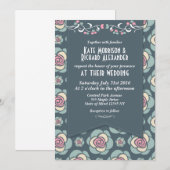 Blauw en Roze Roze Trouw Uitnodiging (Voorkant / Achterkant)