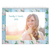 Blauw en Roze Rozen Shabby Chique Hout Foto Kalender (Hoes)