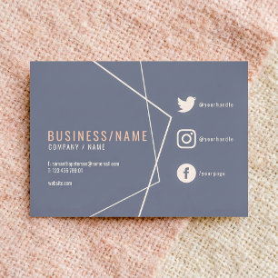Blauw en roze rustieke sociale media visitekaartje