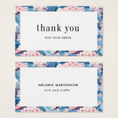 Blauw en roze Sakura Bloemen bestellen Dank u kaar Visitekaartje (Voorkant /achterkant)