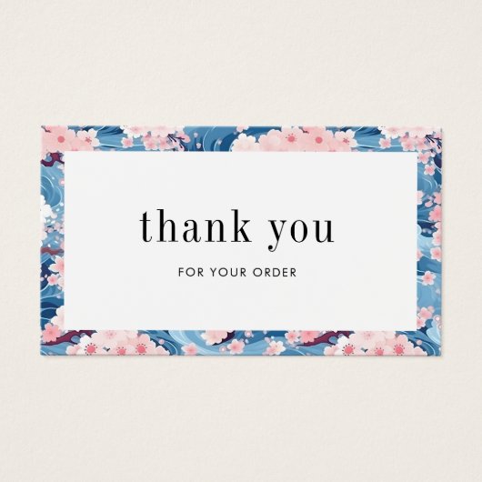Blauw en roze Sakura Bloemen bestellen Dank u kaar Visitekaartje (Voorkant)