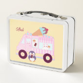 Blauw en roze schattig konijn ijswagen (Achterkant)