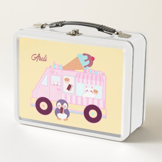 Blauw en roze schattig konijn ijswagen (Voorkant)