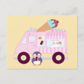 Blauw en roze schattig konijn ijswagen briefkaart (Voorkant)