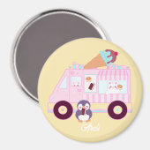 Blauw en roze schattig konijn ijswagen magneet (Voorkant / Achterkant)