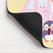 Blauw en roze schattig konijn ijswagen muismat (Hoek)