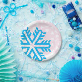 Blauw En Roze Sneeuwvlok grappig elegant Papieren Bordje (Feest)