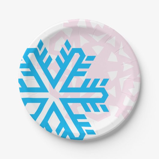 Blauw En Roze Sneeuwvlok grappig elegant Papieren Bordje (Voorkant)