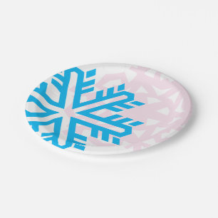 Blauw En Roze Sneeuwvlok grappig elegant Papieren Bordje